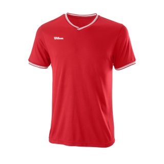 Wilson Tennis Tshirt Team II High V-Neck rot Herren